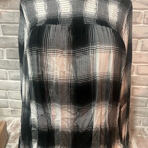 Lane Bryant Black and White Plaid Blouse